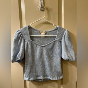 Blue Puff Sleeve Top
